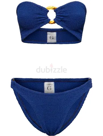 HUNZA G Gloria Navy Bandeau Bikini Set