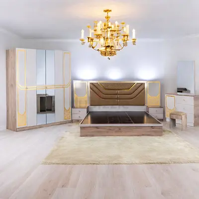 Modern Luxury Bedroom Set with Wardrobe, Bed  Dressing Table – Home Furniture UAE