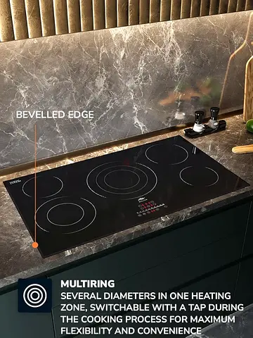 MILLEN 90 cm Built-in Electric Hob 5 Heating Zones - MEH 904 BL, Kanger Glass Ceramic, 9100 Watts,