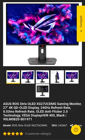ASUS ROG Strix XG27UQDMG 27 4K QD-OLED Gaming Monitor