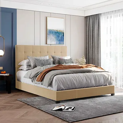 Premium Modern Design King Size Bed Including Spring Mattress