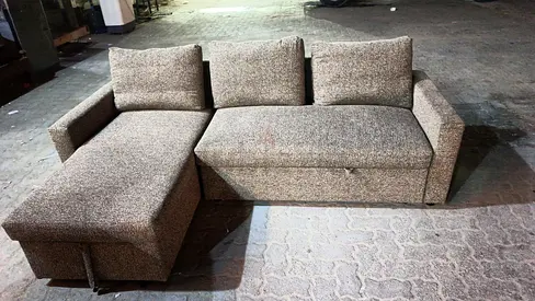 Used L-shaped Fabric Sofa with Storage - Good Condition