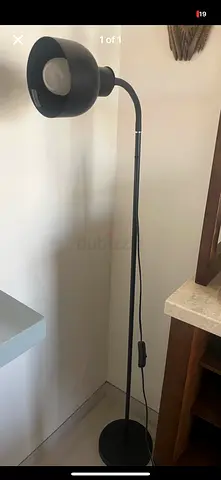 Black adjustable floor lamp with angled shade - used