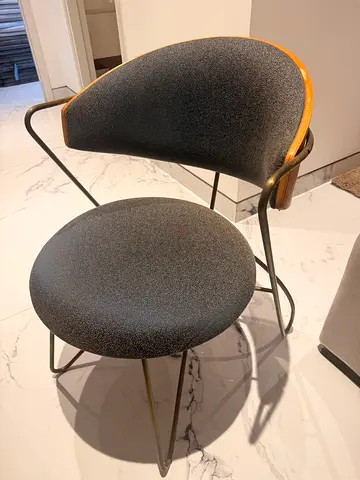 Set of 6 Modern Grey Upholstered Dining Chairs with Metal Frame (199 aed each)