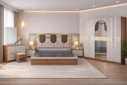 Luxury Bedroom Set – King Size Bed, Wardrobe, Dresser  Bedside Tables
