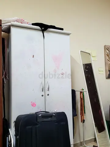 White 2-Door Wardrobe with Long Mirror