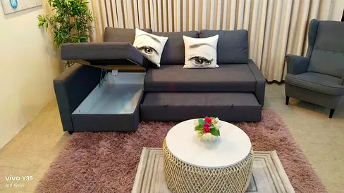 IKEA Gray FRIHETEN L Shape Sofa 204 x 140 cm