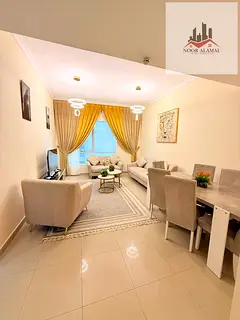 Riviera Tower, Al Khan, Sharjah: A brand-new, hotel-style furnished apartment featuring a bedroom, l