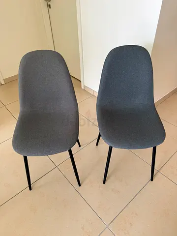 Set of 2 modern grey dining chairs with metal legs