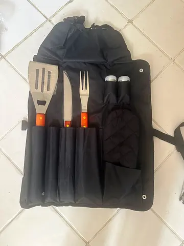 BBQ Grill Tool Set with Spatula, Knife, Fork and Accessories