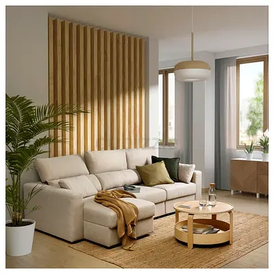 L-Shaped Sofa  cum bed with storage IKEA New beige color