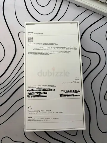 Apple iPhone 17 box (open box new) - 256GB, Mist Blue - Original packaging
