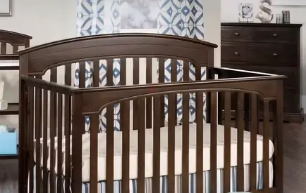 Convertible Crib with mattress and guard - Cherry Color - Good Condition