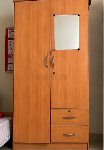 2 Door Wooden Wardrobe with Mirror  2 Drawers – Excellent Condition