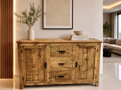 Rustic Reclaimed Wood Sideboard Cabinet – Farmhouse Storage Console