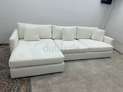 Almost brand new cratebarrel white color lshape sofa