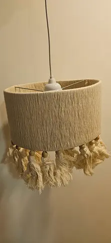 Handmade tassel pendant lampshade - neutral boho style