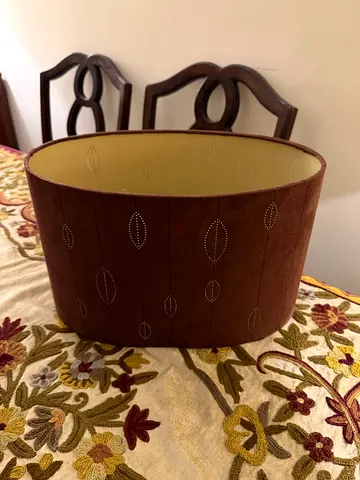 Brown Velvet Fabric Drum Lampshade (Large) - Good Condition