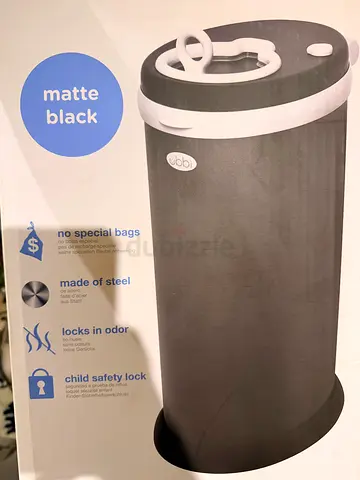 Matte Black Diaper Bin with Child Safety Lock