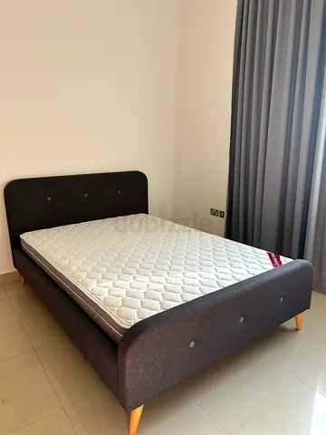 Modern Upholstered Bed Frame with Mattress