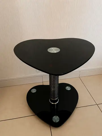 Heart-Shaped Black Glass Side/End Table