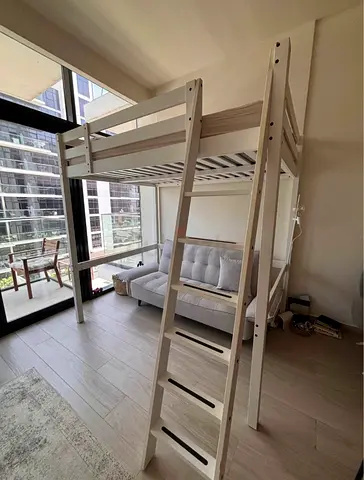 IKEA White Wooden Loft Bed with Ladder - Queen size with free home delivery and installation