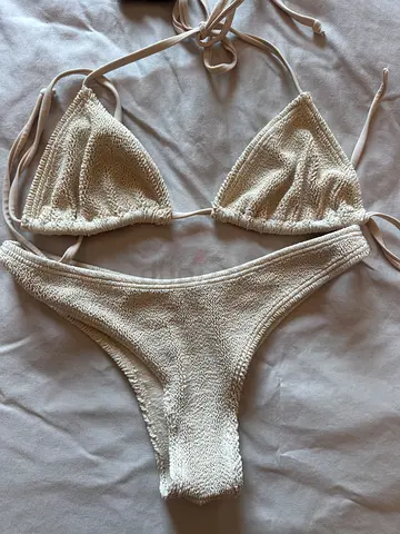 HUNZA G Jean triangle bra bikini beige