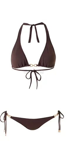 MELISSA ODABASH Brown Bikini Bottoms with Gold Trim