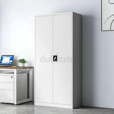 Simple Silver Metal Storage Cabinet / Wardrobe - 2 door Shelves cabinet