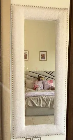 Amazing White Boucle Mirror with Gold Stud Detail
Bought Dhs 1200
Selling Dhs 600
Dropped to Dhs 400