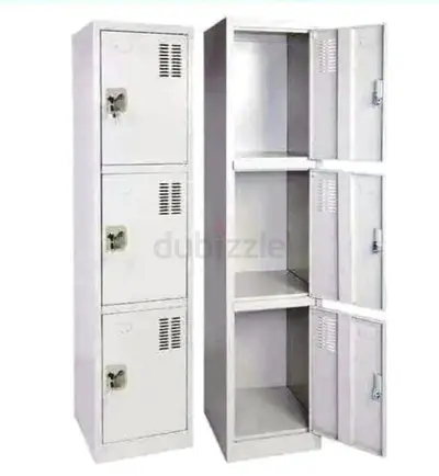 3-Tier Metal Locker Cabinet - Steel Storage Locker (White)