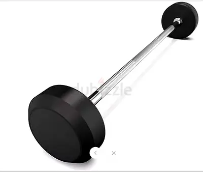 Marshal Fitness Rubber Fixed Barbell EZ Straight Steel Bar 45kg