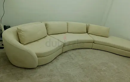 Expensive quality crate and barrel beige color sectional sofa