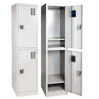 Metal 2-Tier Steel Locker Cabinet — Workplace Storage (Used)