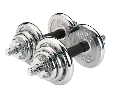 York 30KG Adjustable Chrome Dumbbell Set - Brand New