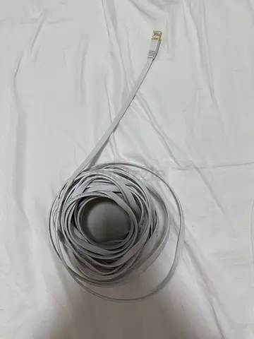 10m White flat Ethernet cable (long, RJ45) - used