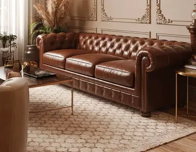 Dark brwon colour 3 seater Sofa in Genuine leather