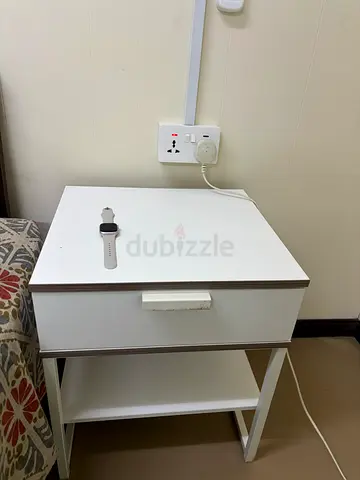 White bedside table / nightstand with drawer and lower shelf