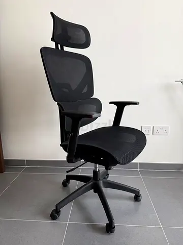 Ergonomic Black Office Chair with Headrest - Good Condition