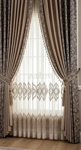 Luxurios Modern Curtain With Embriodery Beads  Stylish Binding Elegant  Glamorous