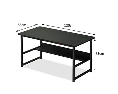 Black 120cm Office Computer Desk with Lower Shelf – 55x120x73cm