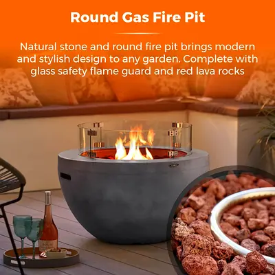 Tower Magna Circular Outdoor Gas Fire Pit with Weatherproof Cover