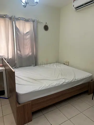 Wooden queen size bed frame with mattress - good condition