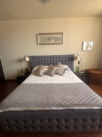 Blue King Size Bed  Mattress