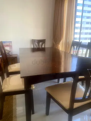Solid Wood 6-Seater also can be extended to 8-Seater Dining Table with Cushioned Chairs