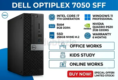 DELL OPTIPLEX 7050 SFF SSD 256GB M2 INTEL CORE I7 7TH GENERATION RAM 8GB DDR4 NVIDIA QUADRO P620 2GB