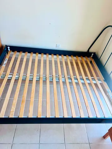 Ikea Metal bed frame with wooden slats - Double/Queen