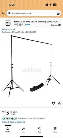 Background Stand Kit with Crossbar and Carry Bag with Background Paper Rolls and Green screen