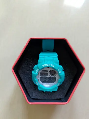 Turquoise Digital Sports Watch - Unisex, Good Working Condition