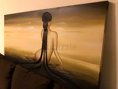 Large Contemporary Canvas Painting — Seated Woman Back View